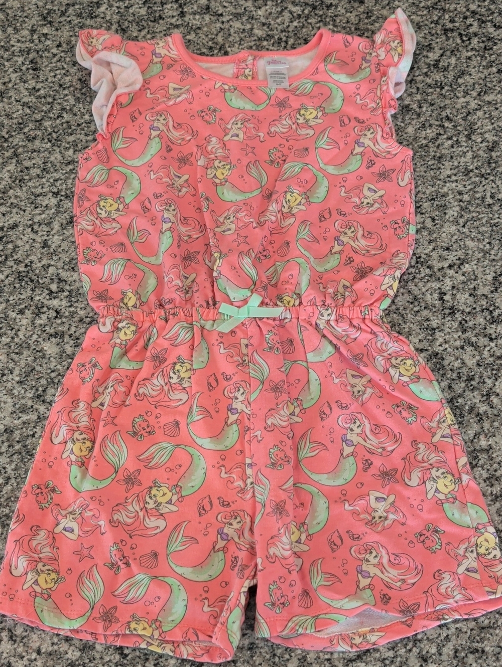 Disney Pink Coral Mermaid Print Girls Romper